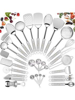 28-Piece Stainless Steel Kitchen Utensil Set - Nonstick Cooking Tools & Gadgets